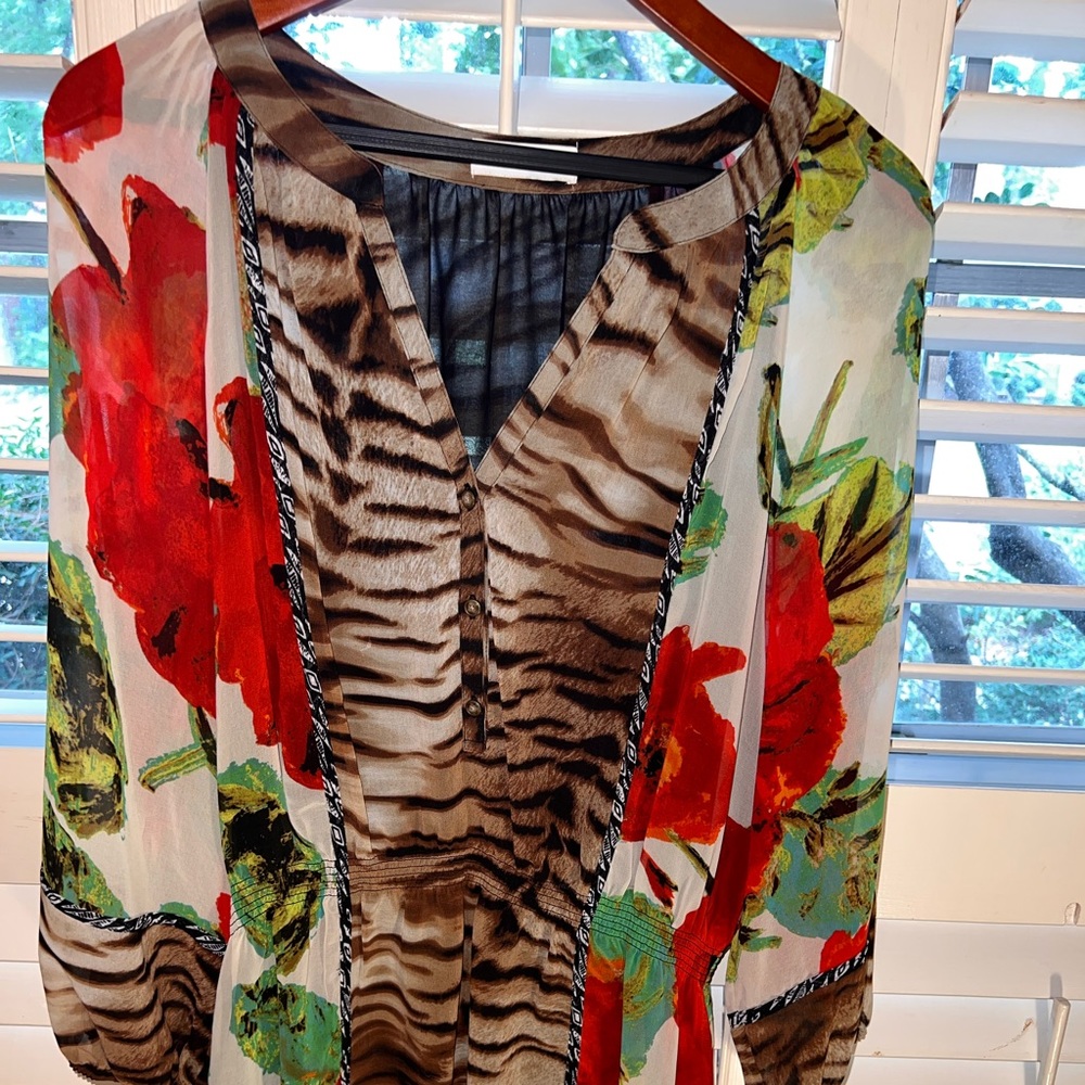 Calvin Klein Sheer blouse, with animal and floral print